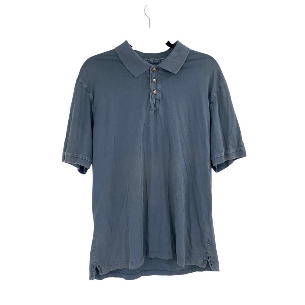 True Grit Henley Cotton Steel Blue Short Sleeve Shirt Men’s L